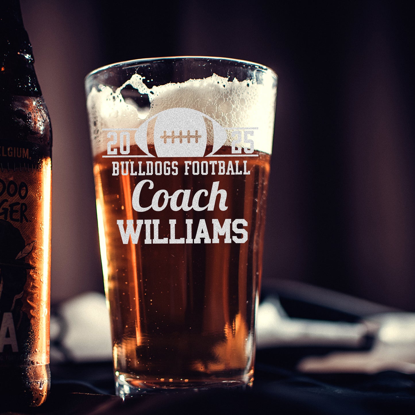 Personalized Football Coach Pint Glass