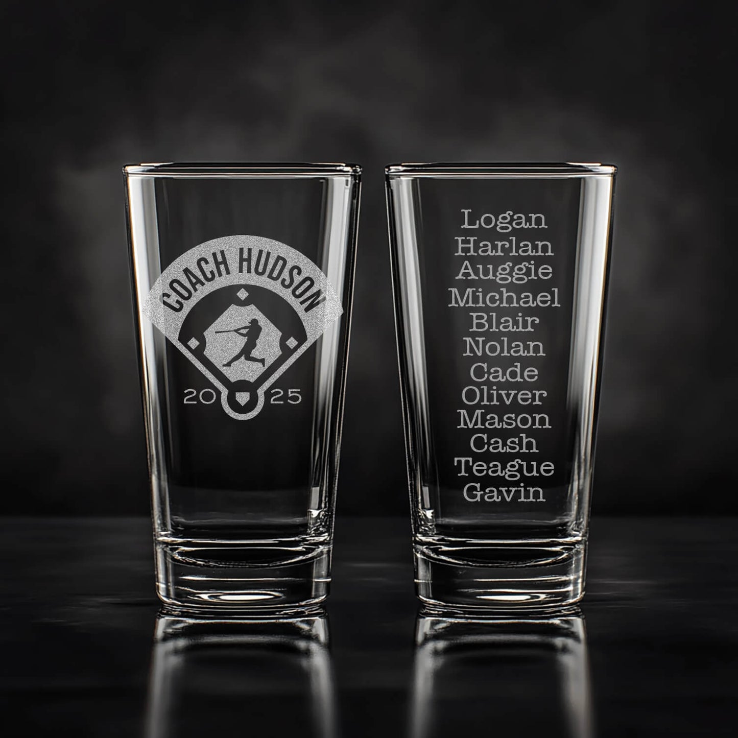 Personalized Beer Glass for Baseball Coach – Custom Engraved Gift for Coach – End of Season Baseball Gift – Team Appreciation Coach Glass