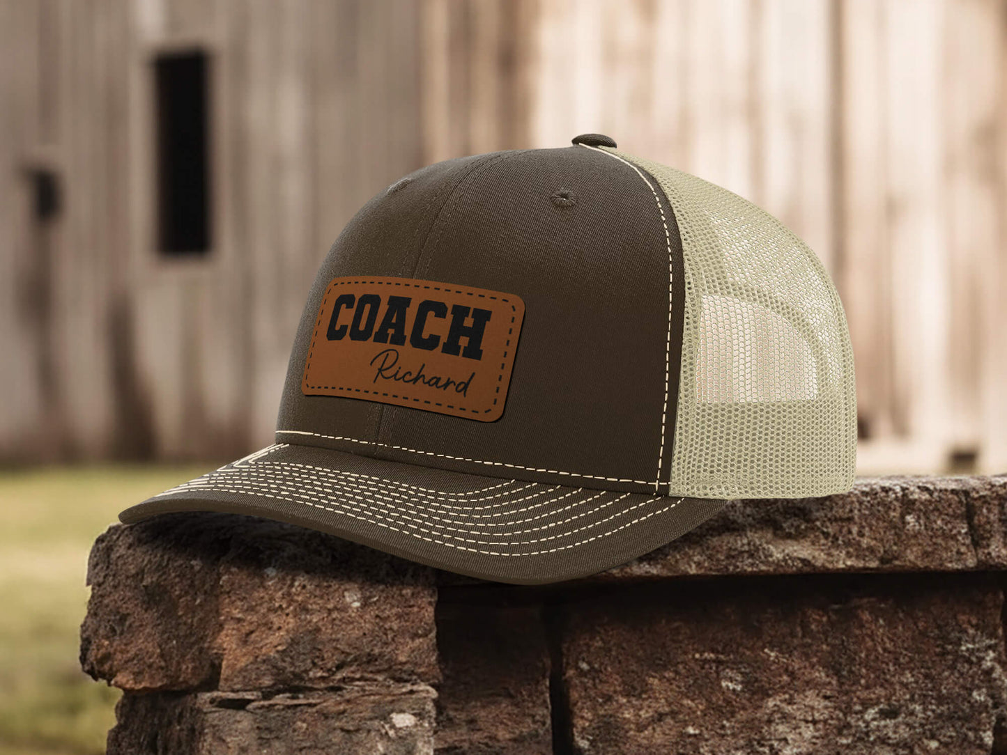 Engraved Coach Hat, Personalized Basketball Coach Cap, Custom Leather Patch Hat, Gift for Coach Dad, Fathers Day Gift for Him, Team Logo Hat