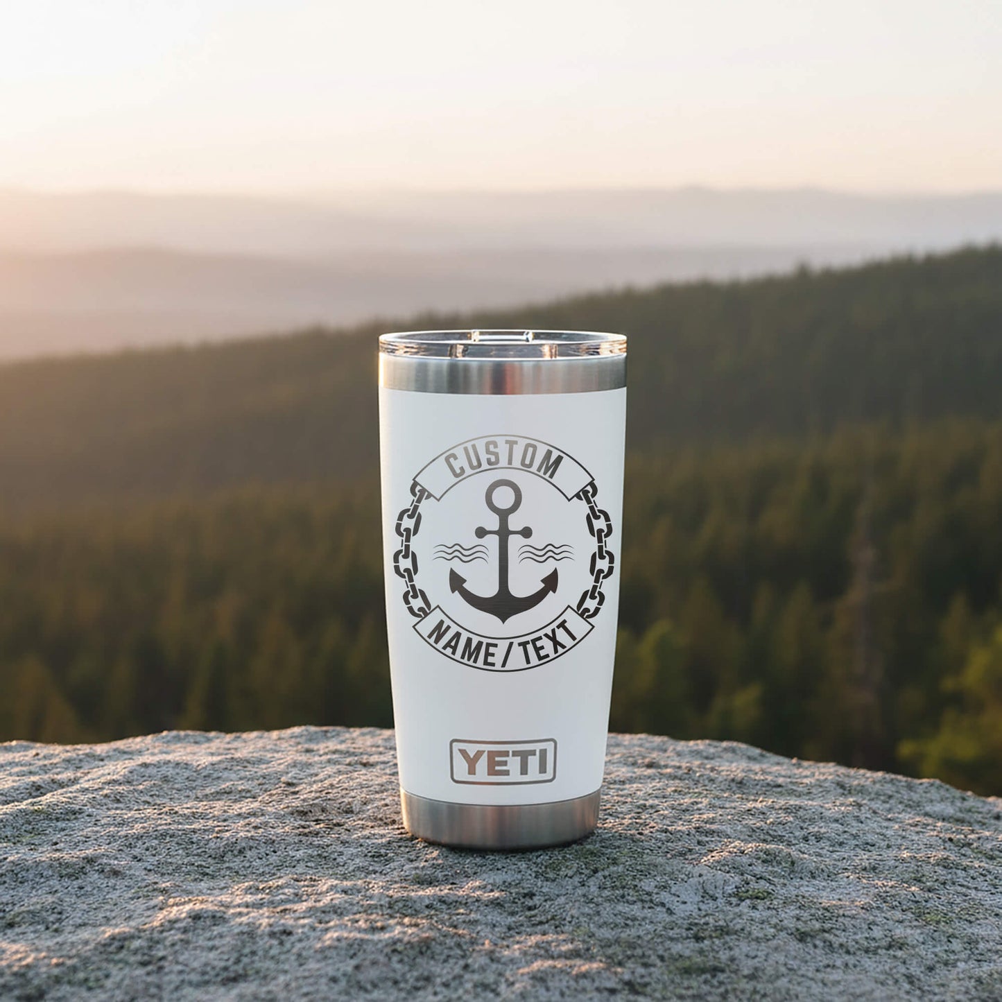 Custom Engraved 20oz Yeti Rambler, Personalized Captain Yeti Gift, Nautical Gift for Boat Captain, Sailor Gift, Custom Boat Tumbler