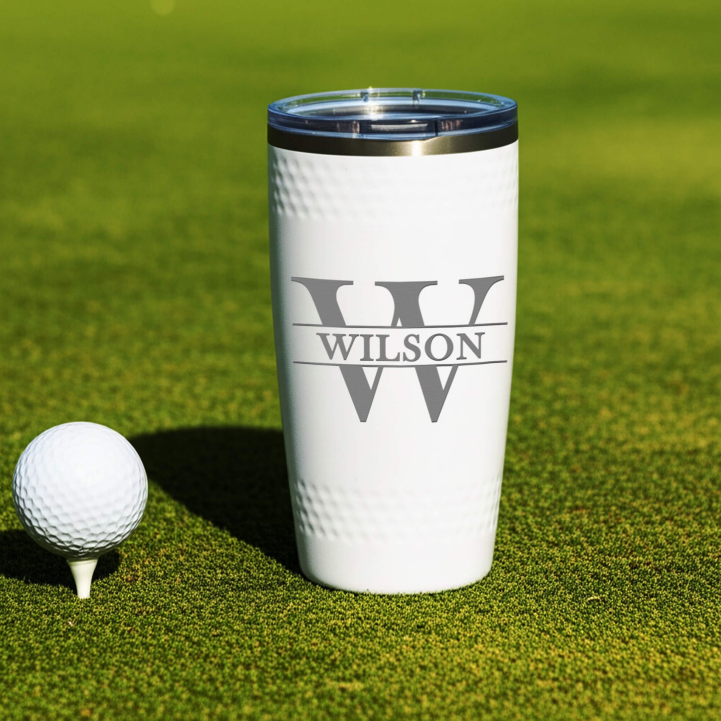 Golf Ball Dimple Tumbler, Laser Engraved Golfer Gift, Golf Ball Dimpled Insulated Cup, Custom Golf Gift, Custom Travel Mug, Gift For Golfer