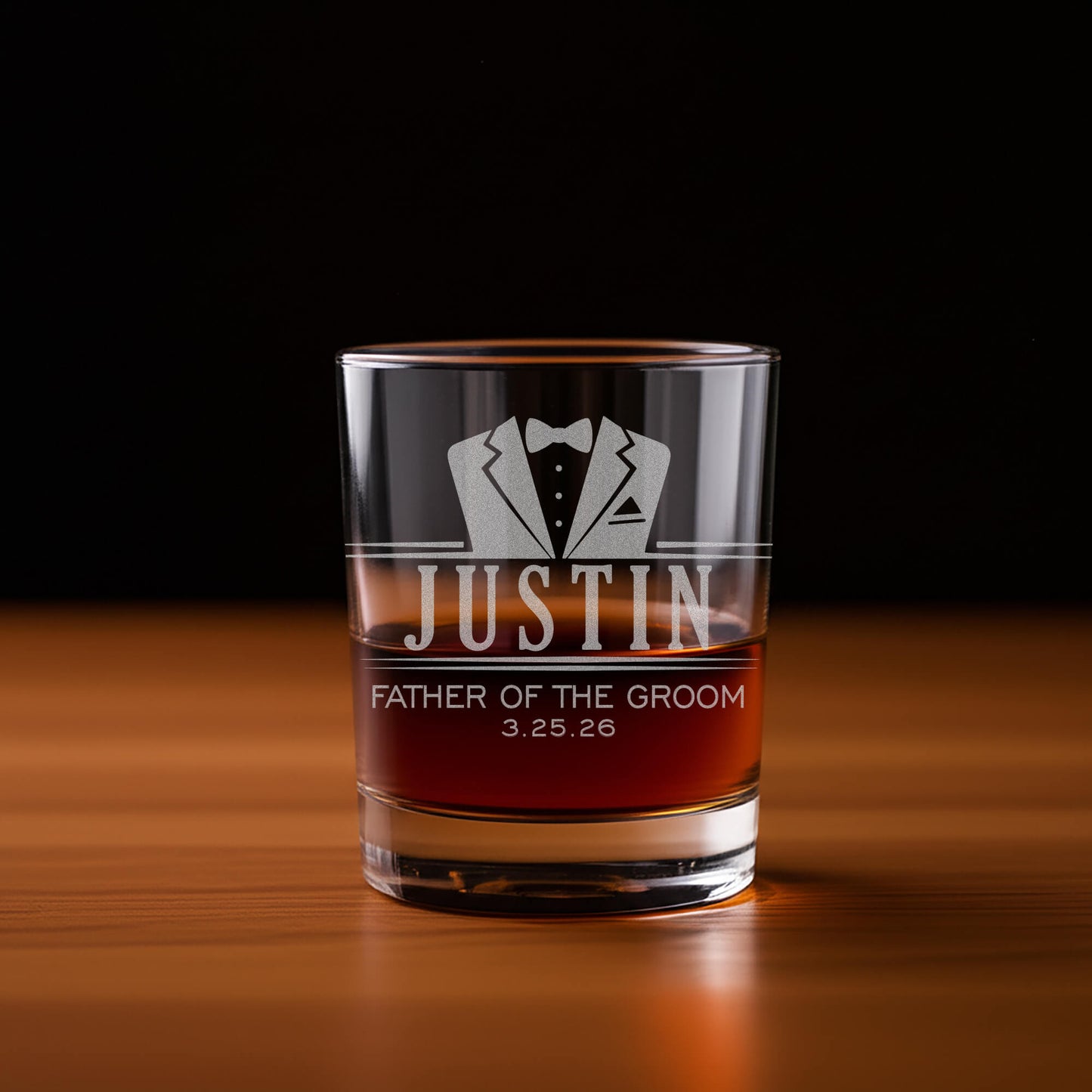 Personalized Whiskey Glass for Groomsmen – Custom Engraved Rocks Glass Gift for Best Man, Groom Squad Gift Idea, Wedding Party Favor