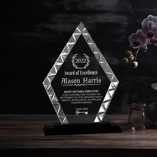 Custom Diamond Accent Glass Award