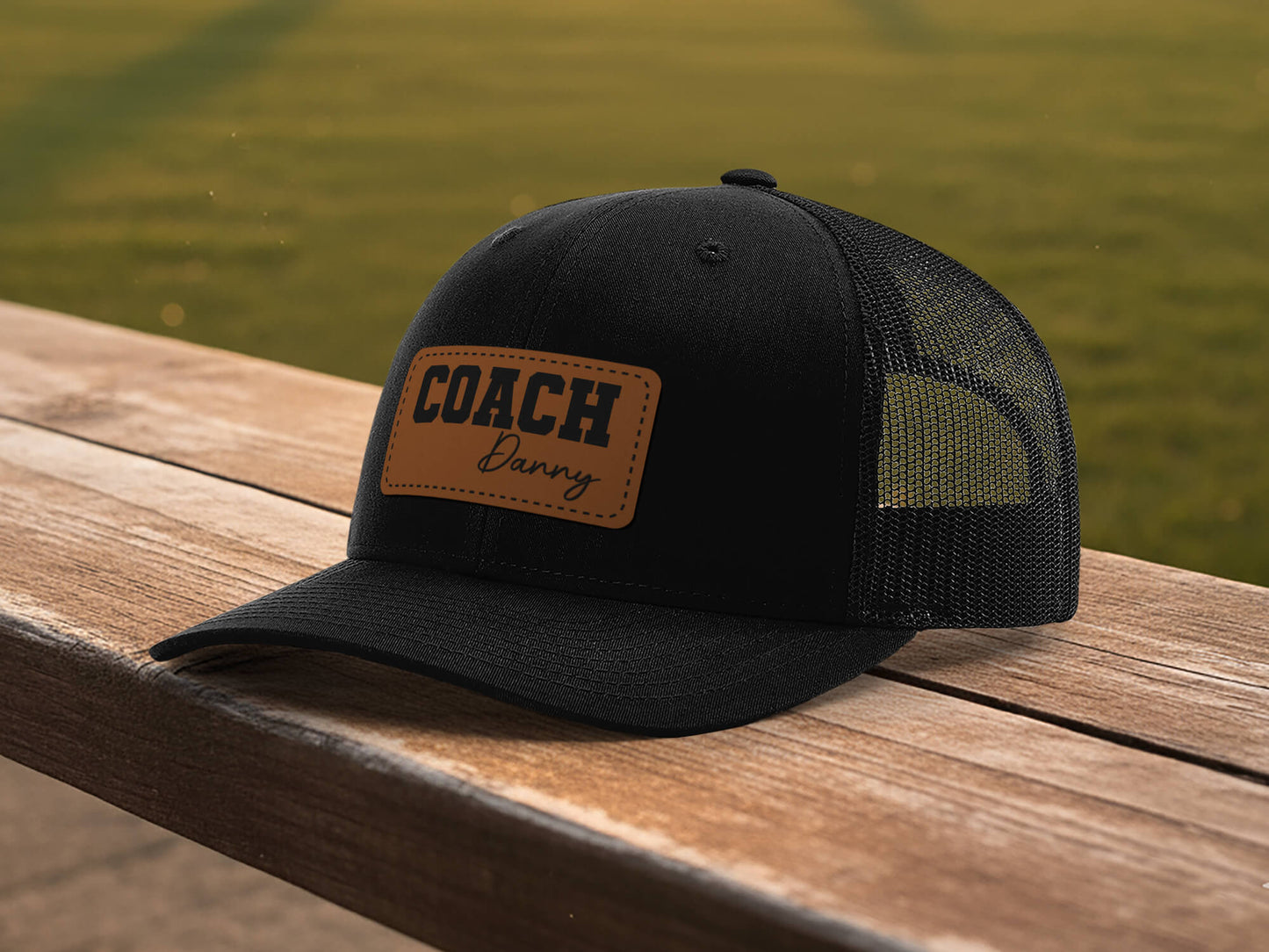 Engraved Coach Hat, Personalized Basketball Coach Cap, Custom Leather Patch Hat, Gift for Coach Dad, Fathers Day Gift for Him, Team Logo Hat