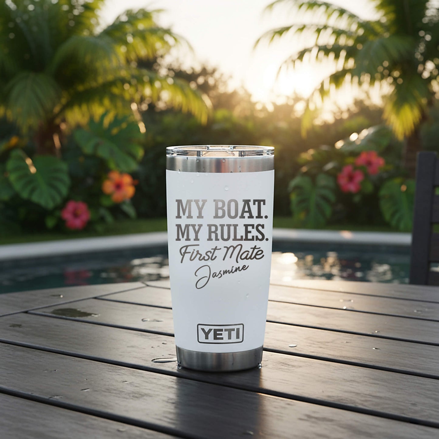 Custom Engraved 20oz Yeti Tumbler, My Boat My Rules Cup, Personalized Captain Tumbler, Funny Boating Gift, Custom Boat Pint Cup