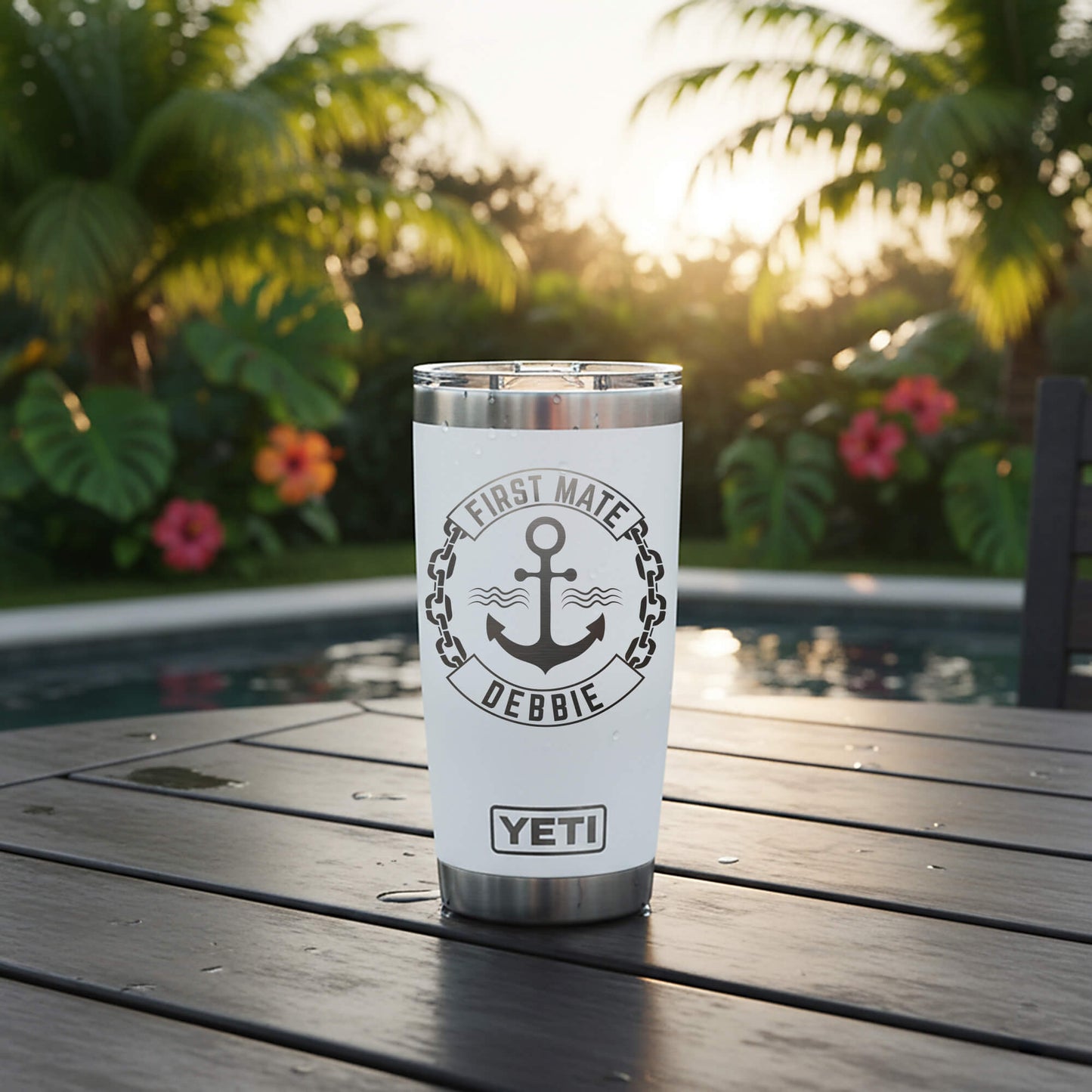 Custom Engraved 20oz Yeti Rambler, Personalized Captain Yeti Gift, Nautical Gift for Boat Captain, Sailor Gift, Custom Boat Tumbler