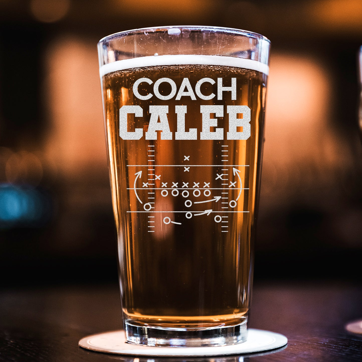 Personalized Football Coach Pint Glass
