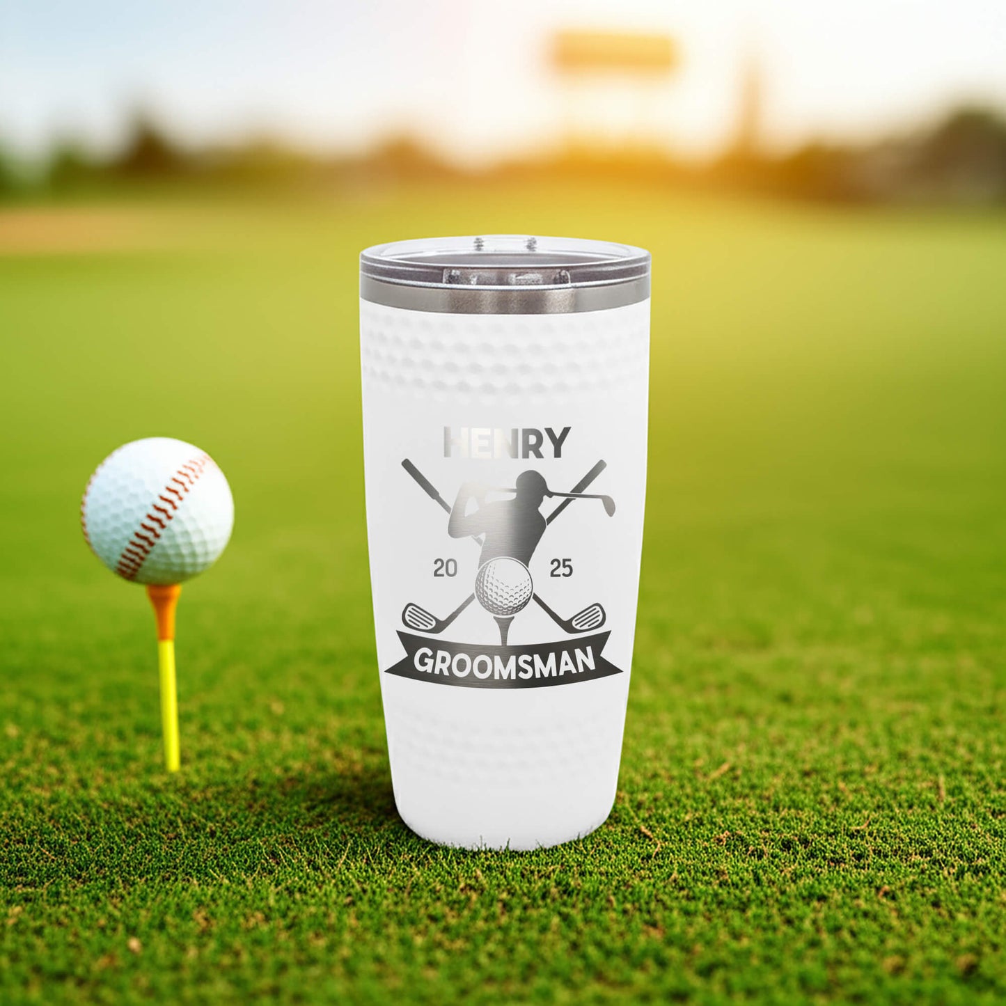 Custom Golf Tumbler – Engraved Groomsmen Gift, Personalized Golf Lover Cup, Wedding Party Favor, Best Man & Bachelor Golf Gift