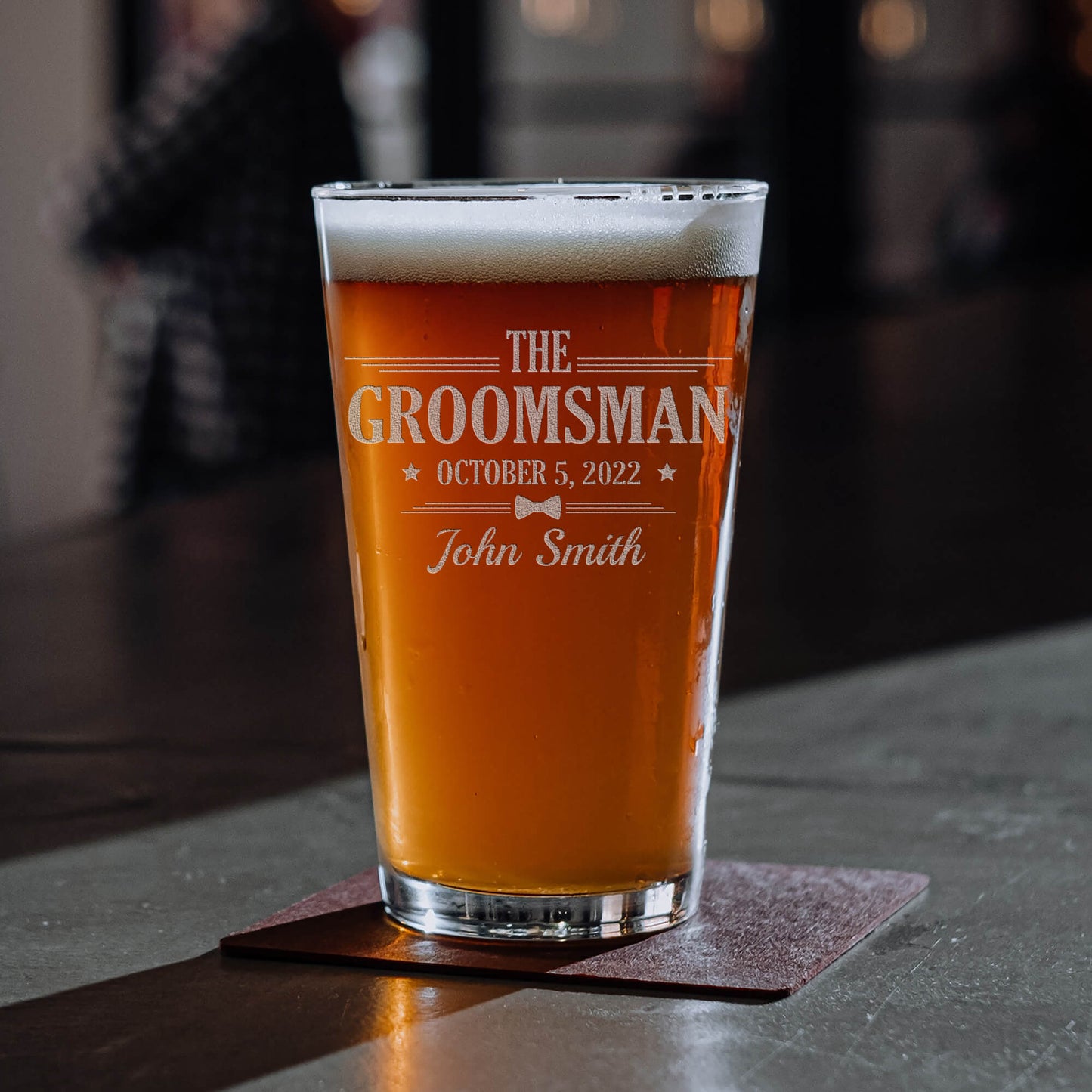 Custom Bachelor Party Beer Glass – Engraved Pint Glass with Name & Date, Personalized Groomsmen Gift, Bachelor Party Favor