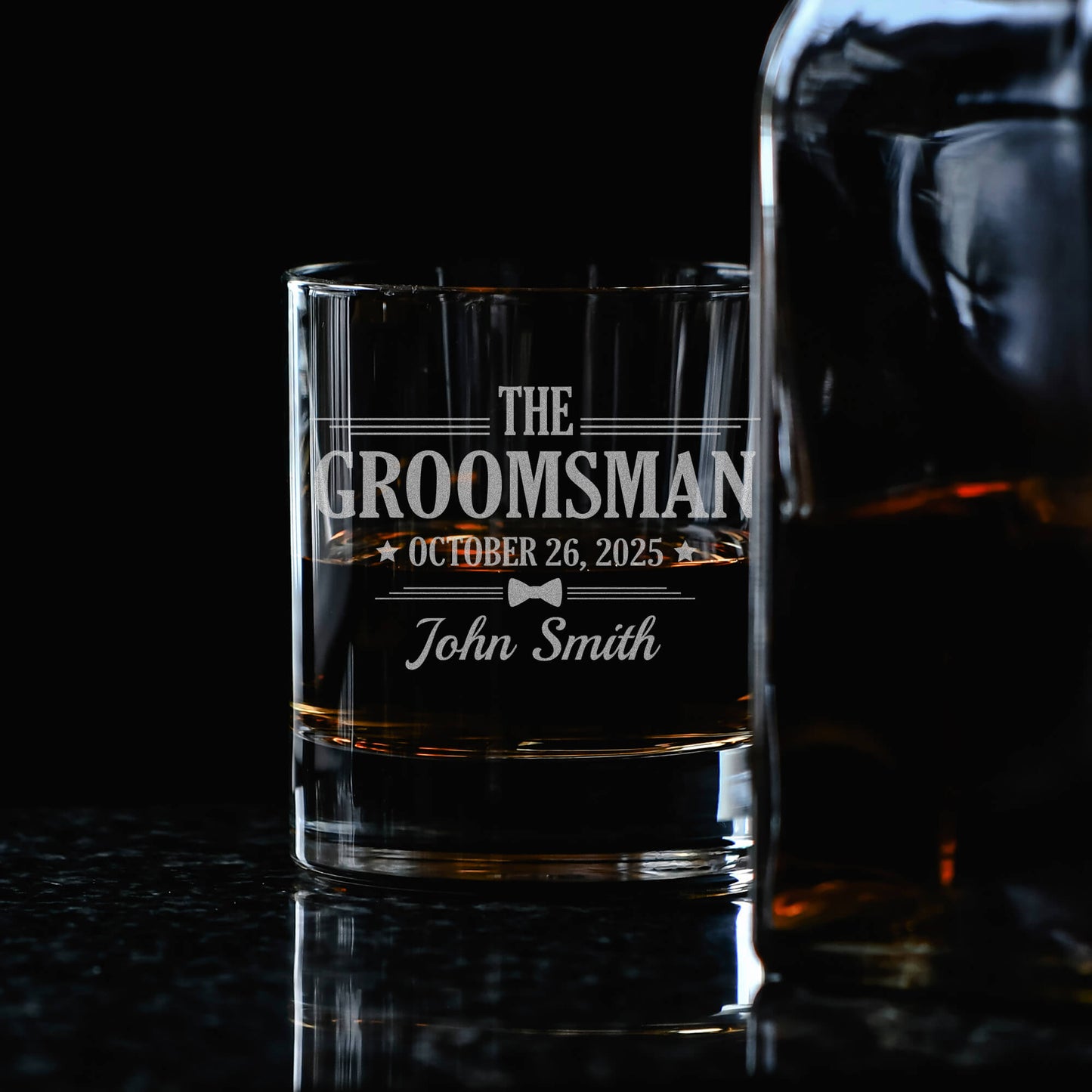 Personalized Whiskey Glass for Groomsmen – Custom Engraved Rocks Glass Gift for Best Man, Groom Squad Gift Idea, Wedding Party Favor