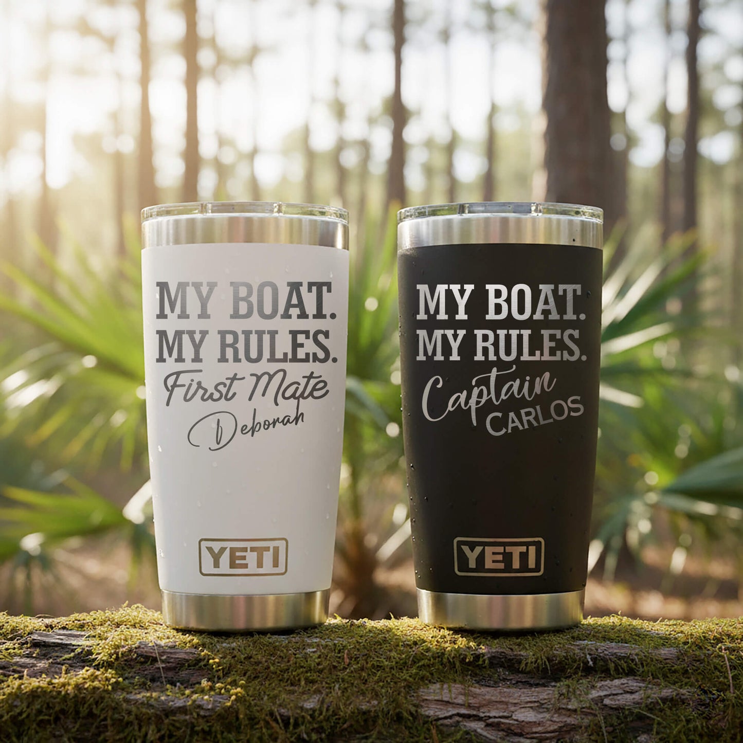 Custom Engraved 20oz Yeti Tumbler, My Boat My Rules Cup, Personalized Captain Tumbler, Funny Boating Gift, Custom Boat Pint Cup