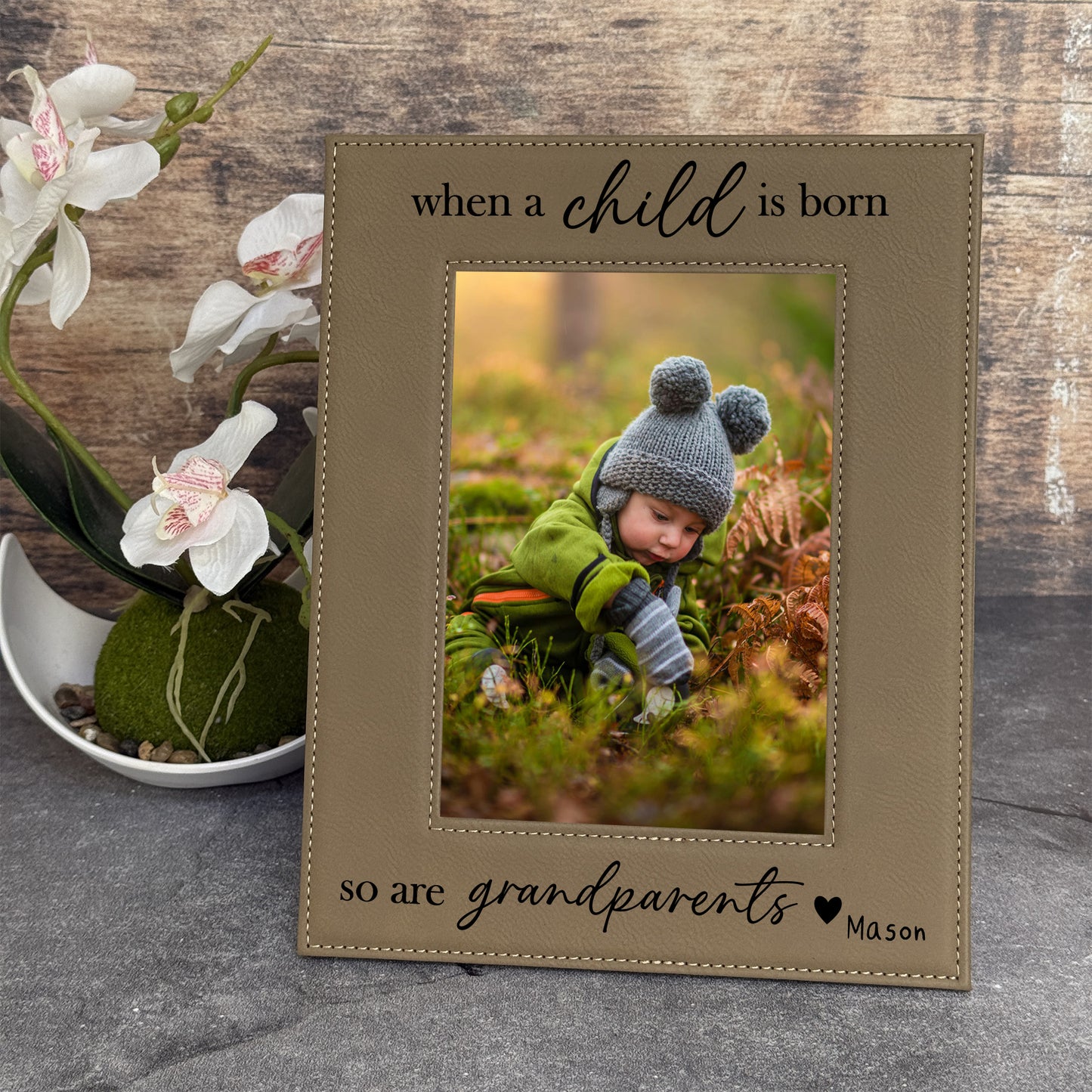 Personalized, When a Child is Born So Are Grandparents 5x7 Picture Frame