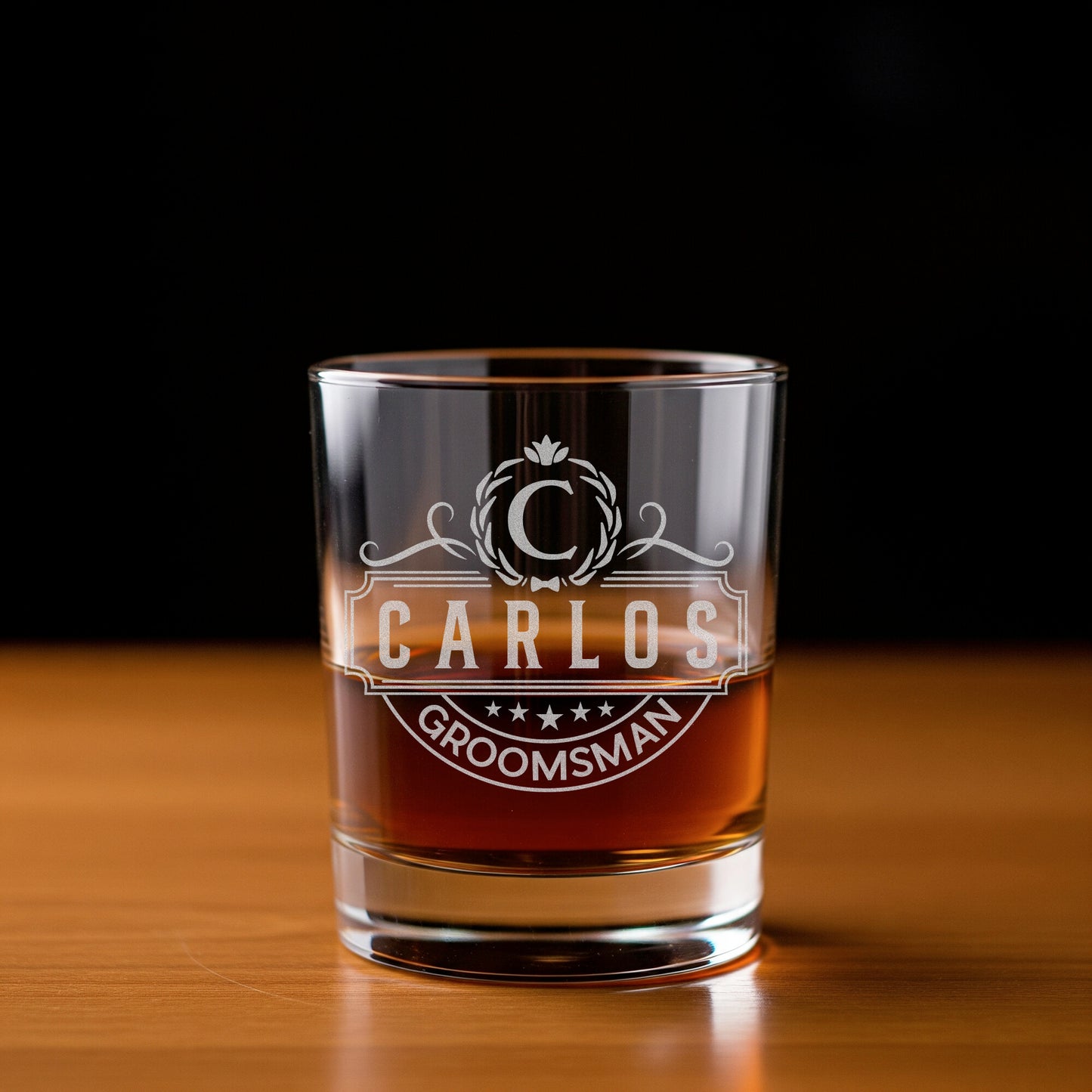 Engraved Groomsmen Whiskey Glass – Custom Bourbon Rocks Glass Gift for Groom, Best Man, Ushers, Wedding Squad