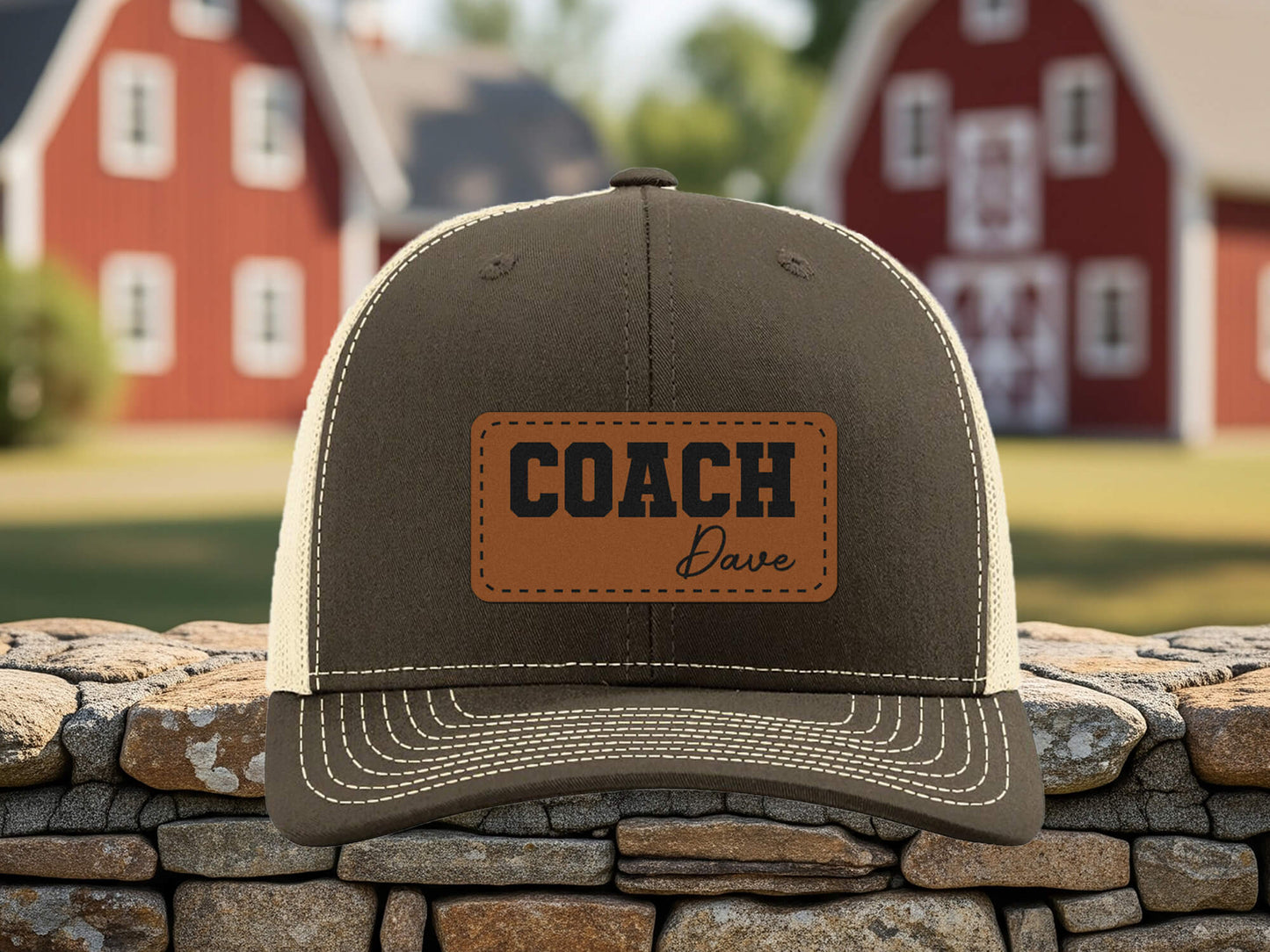 Engraved Coach Hat, Personalized Basketball Coach Cap, Custom Leather Patch Hat, Gift for Coach Dad, Fathers Day Gift for Him, Team Logo Hat