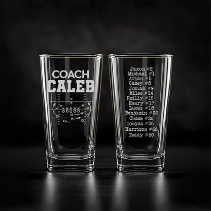 Personalized Football Coach Pint Glass