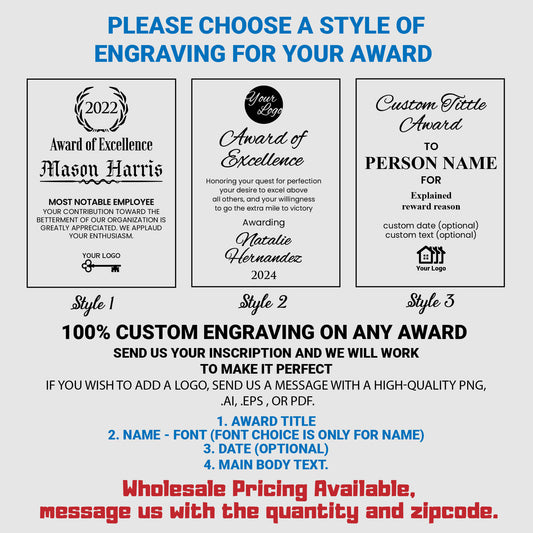 Custom Diamond Accent Glass Award