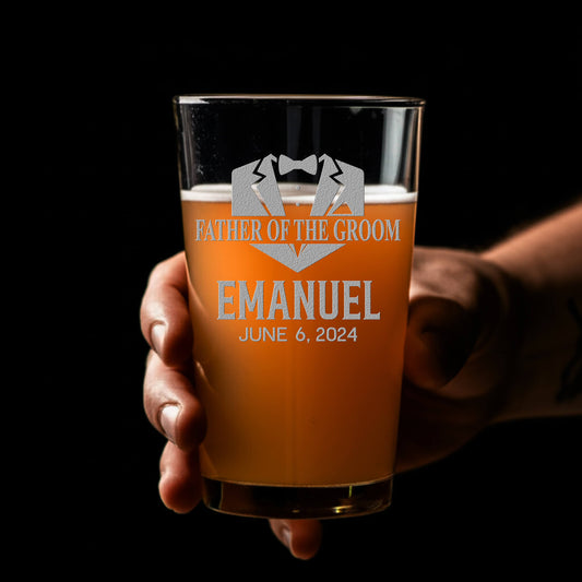 Custom Bachelor Party Beer Glass – Engraved Pint Glass with Name & Date, Personalized Groomsmen Gift, Bachelor Party Favor