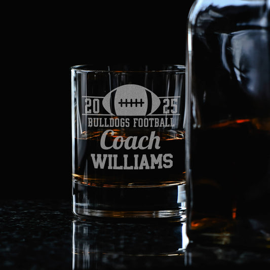 Personalized Football Whiskey Glass