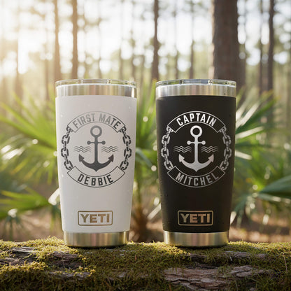 Custom Engraved 20oz Yeti Rambler, Personalized Captain Yeti Gift, Nautical Gift for Boat Captain, Sailor Gift, Custom Boat Tumbler