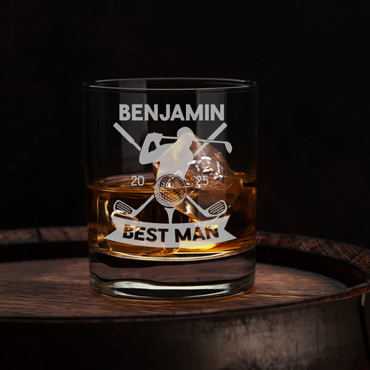 Best Man Golf Gift, Custom Golf Rocks Glass, Best Man Proposal, Groomsmen Gift, Groomsmen Proposal, Wedding Party, Best Man Gift, Golf Whiskey Glass Proposal