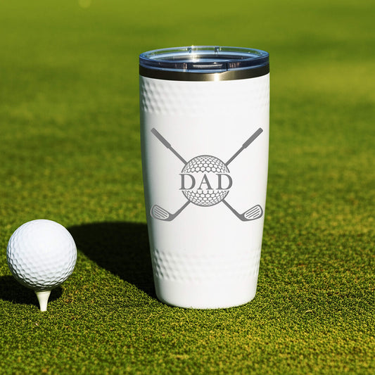 Golf Ball Dimple Tumbler, Laser Engraved Golfer Gift, Golf Ball Dimpled Insulated Cup, Custom Golf Gift, Custom Travel Mug, Gift For Golfer