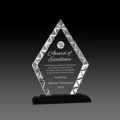 Custom Diamond Accent Glass Award
