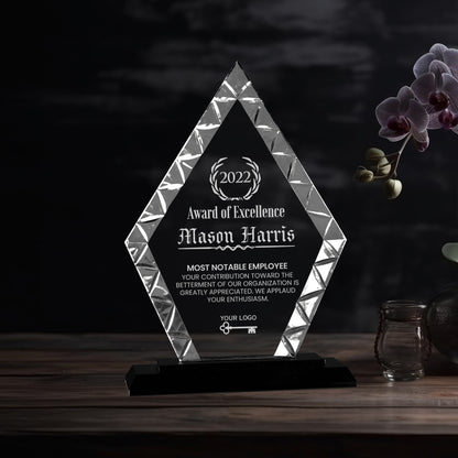 Custom Diamond Accent Glass Award