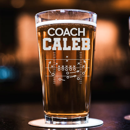 Personalized Football Coach Pint Glass