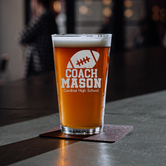 Personalized Football Coach Pint Glass