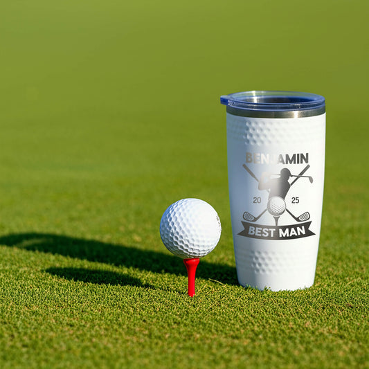 Custom Golf Tumbler – Engraved Groomsmen Gift, Personalized Golf Lover Cup, Wedding Party Favor, Best Man & Bachelor Golf Gift