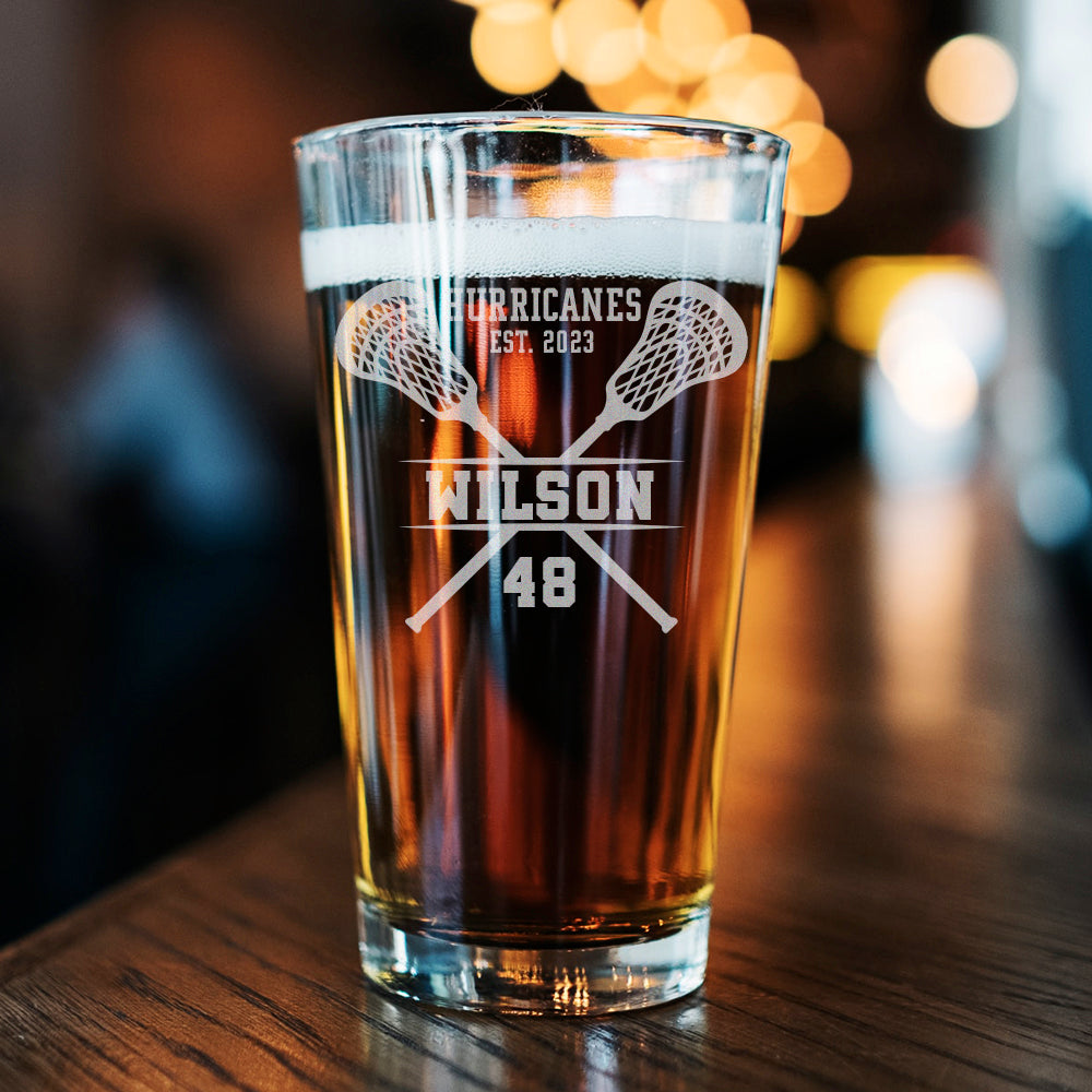 Personalized Lacrosse Coach Pint Glass