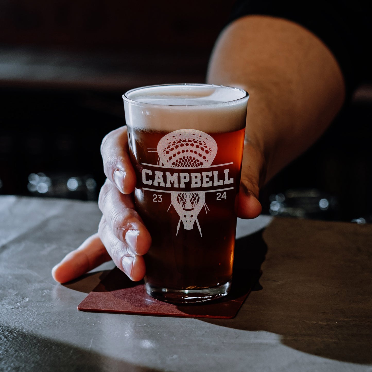 Personalized Lacrosse Coach Pint Glass