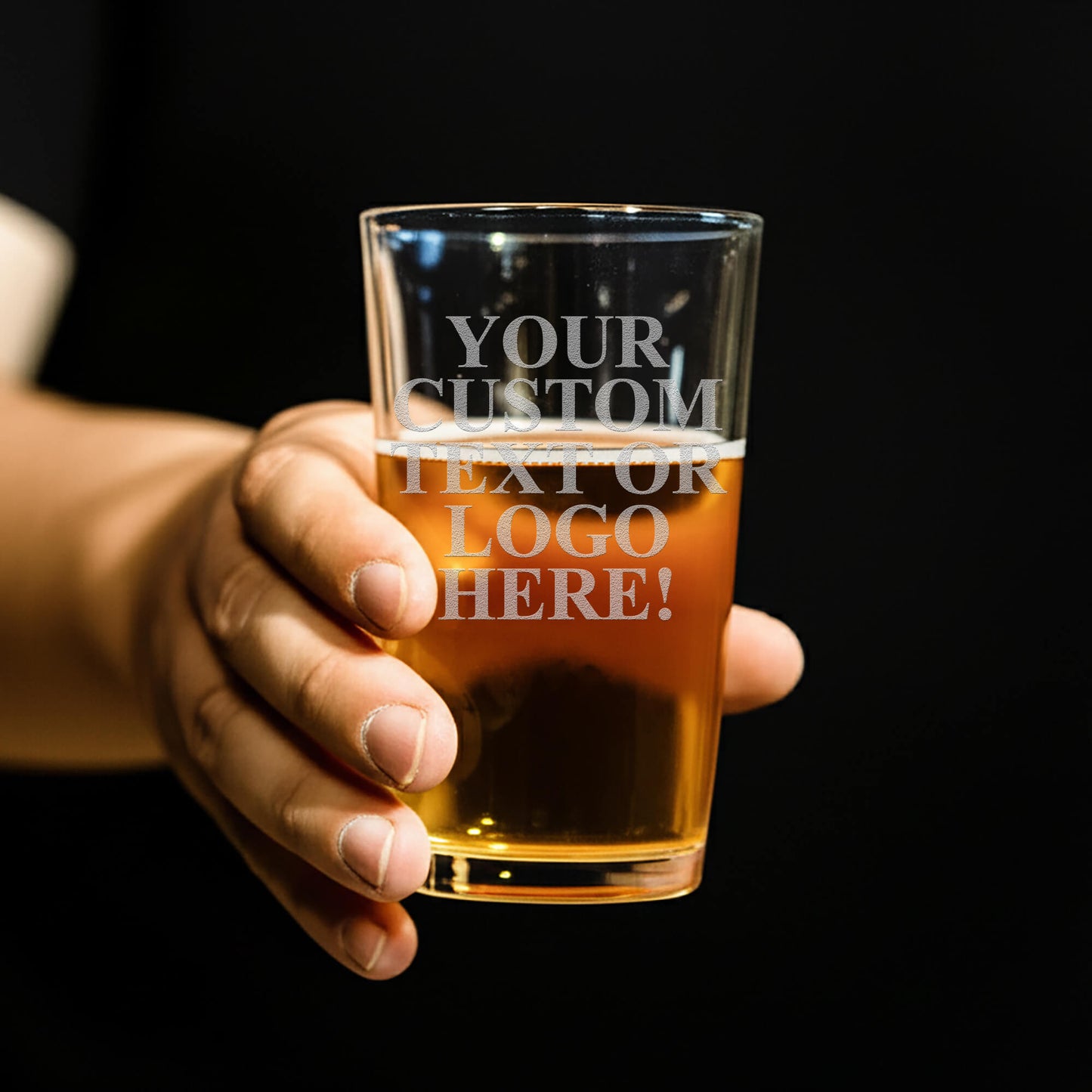 Personalized Beer Glass Engraved with Any Message, Custom Logo, Add Your Logo, Name, or Message, Gift for Dad, Boss, or Beer Lover