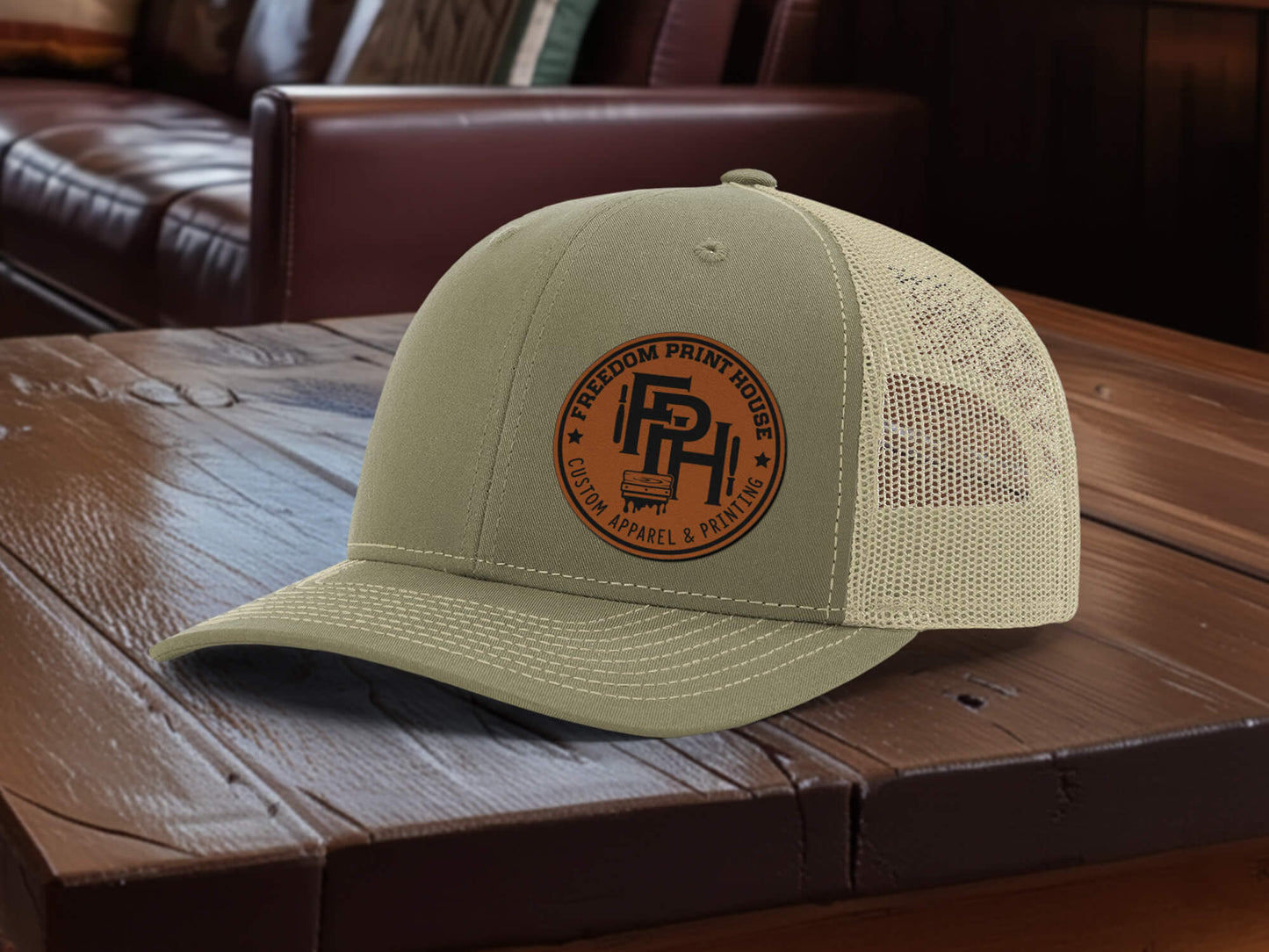 Custom Logo Leather Patch Hat, Company Apparel, Business Merch, Your Logo Hat, Business Logo Hat, Hat for Business Workers