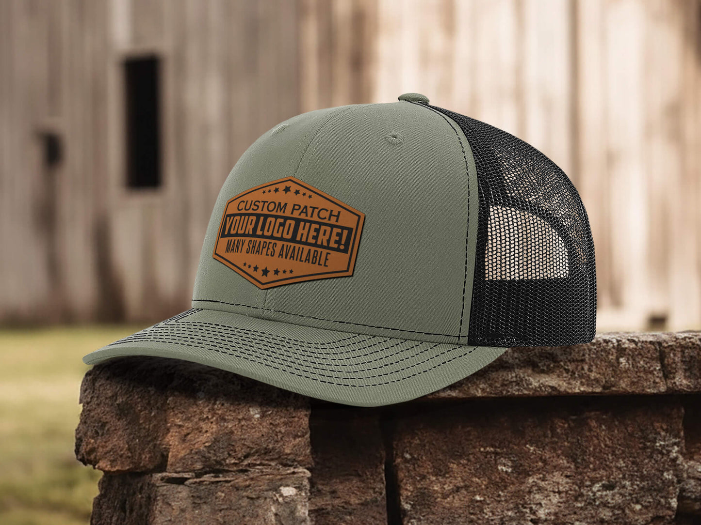Custom Logo Leather Patch Hat, Company Apparel, Business Merch, Your Logo Hat, Business Logo Hat, Hat for Business Workers